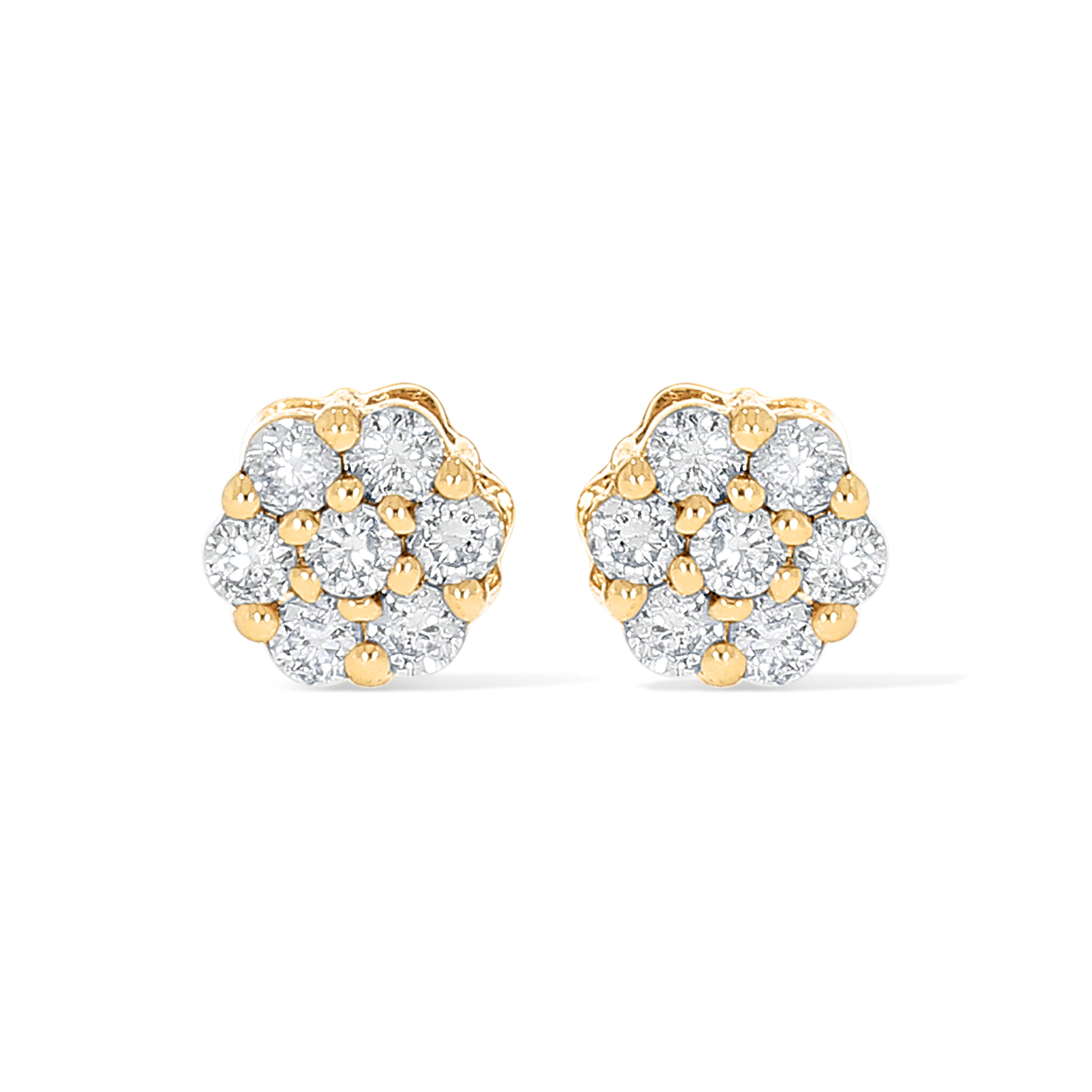 Round Cluster Diamond Earrings 0.18 ct. 10k Yellow Gold